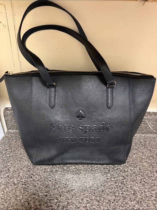 kate spade Handbags - kate spade Black Embossed Logo Leather Tote like new